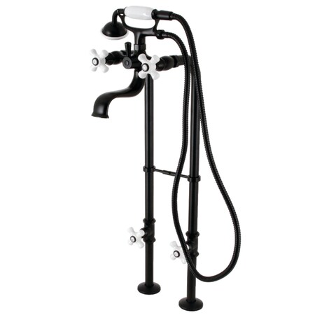 Kingston Brass CCK226PXK0 Freestanding Clawfoot Tub Faucet Package with Supply Line, Matte Black CCK226PXK0